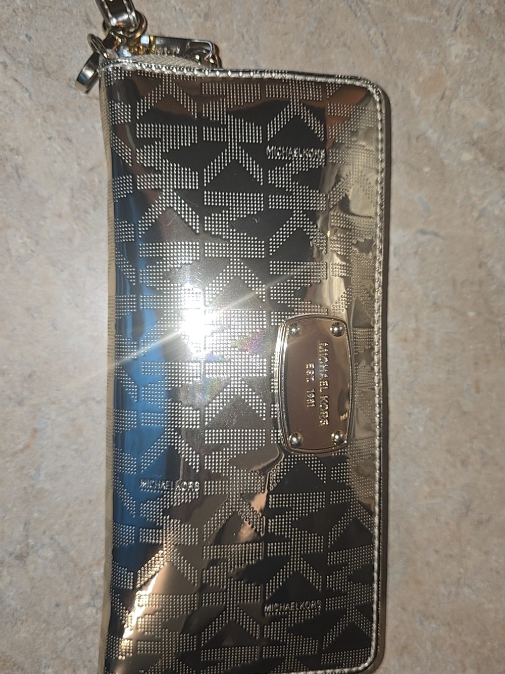 Michael Kors Gold Metallic MK Logo Wristlet